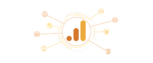 An illustration of a graph with different icons around it.