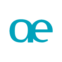 A blue logo with the letter e.