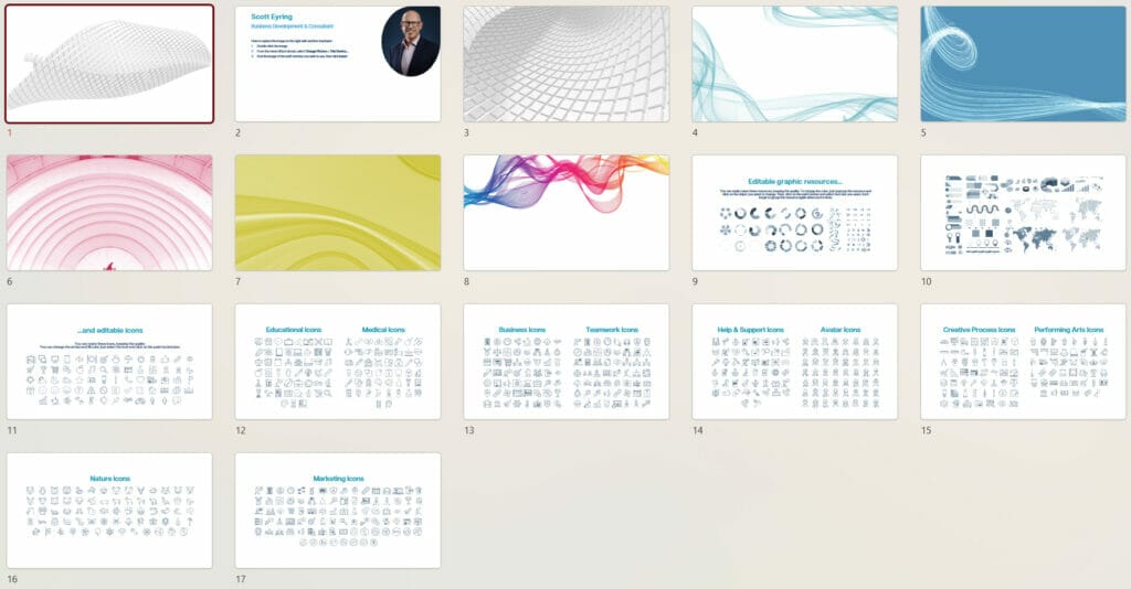 A screen shot of a powerpoint presentation template.