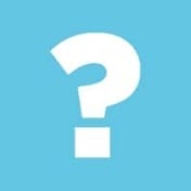 A white question mark on a blue background.