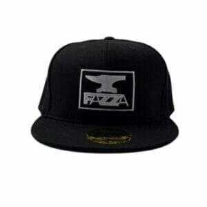 A black hat with the fazza logo on it.