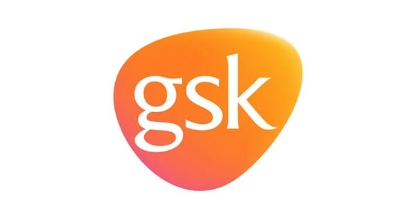 The gsk logo on a white background.