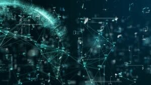 An image of a brain with a lot of lines and dots.